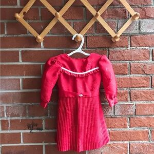 Vintage Handmade Red Baby Christmas Holiday Dress Pleated Skirt